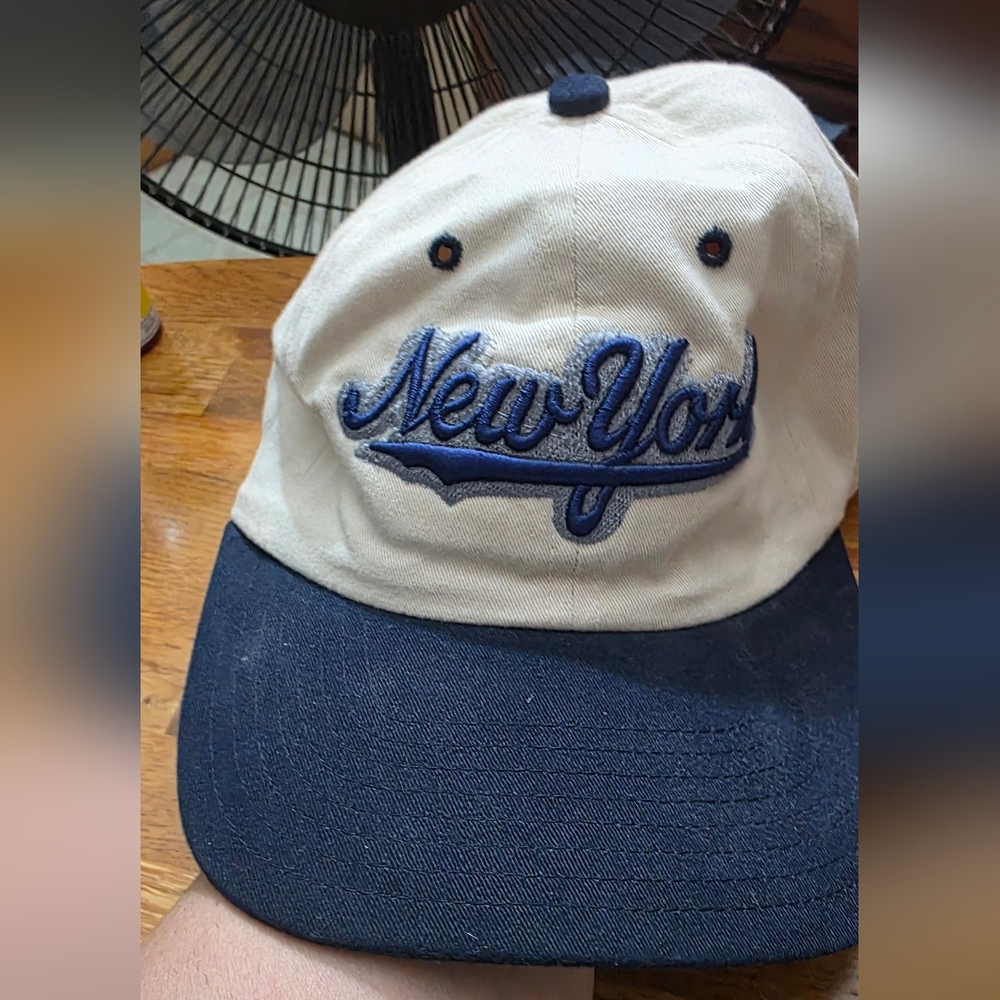 New York Embroidered Two-Tone Baseball Cap - Beige & Navy Us Cap